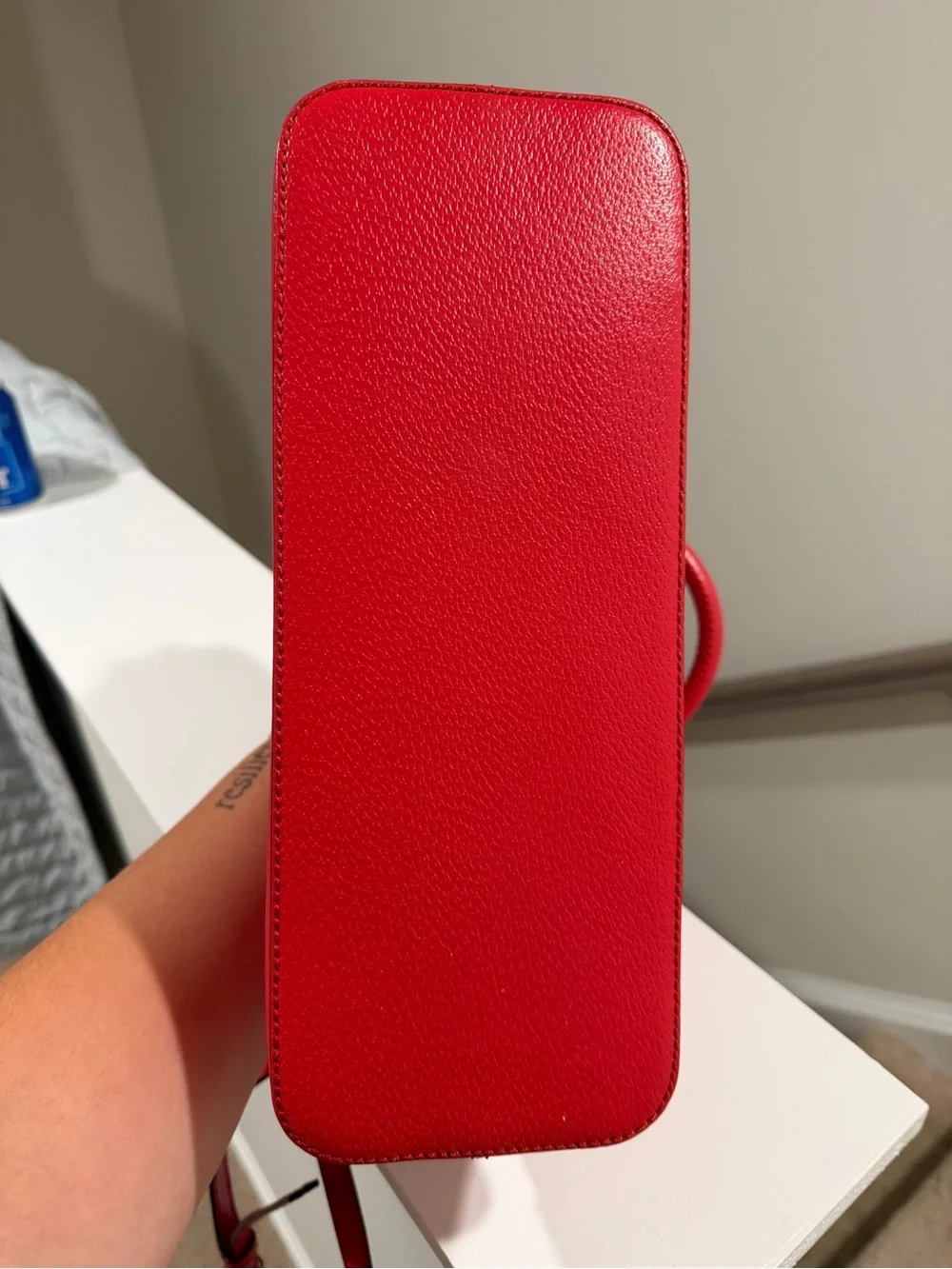 kate spade Red Pebbled Leather Dome Satchel with Crossbody Strap